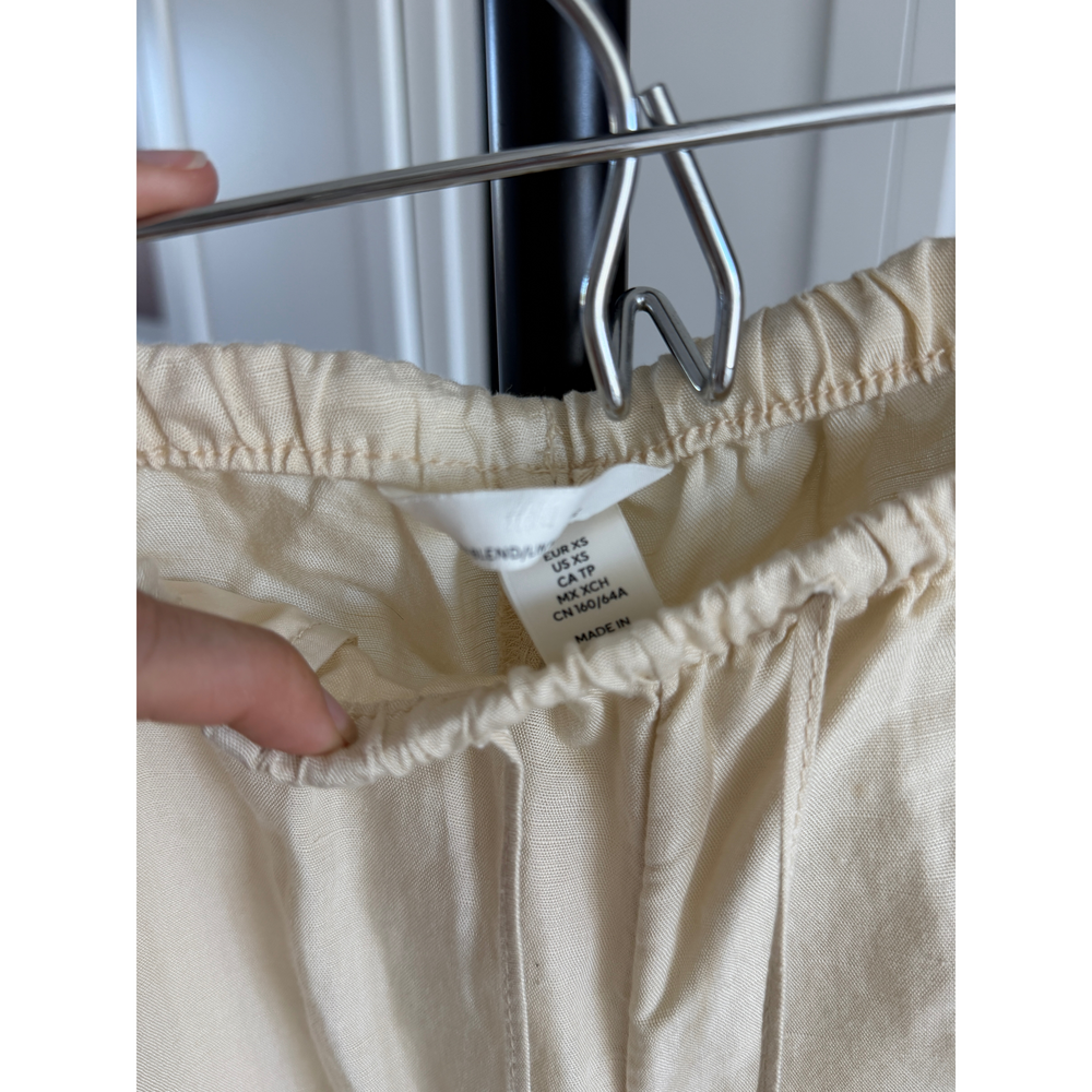 H&M Women Linen Blend Drawstring Pants Cream XS - Picture 4 of 4